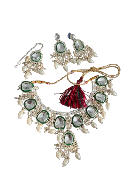 Mumtaz Polki Kundan Pearl Necklace Set