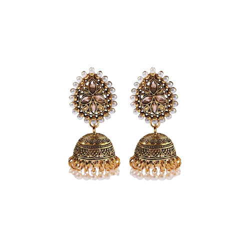 Noor Pearl Filigree Jhumka Earrings