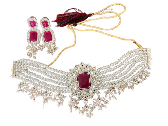Tara Gemstone Pearl Choker Set